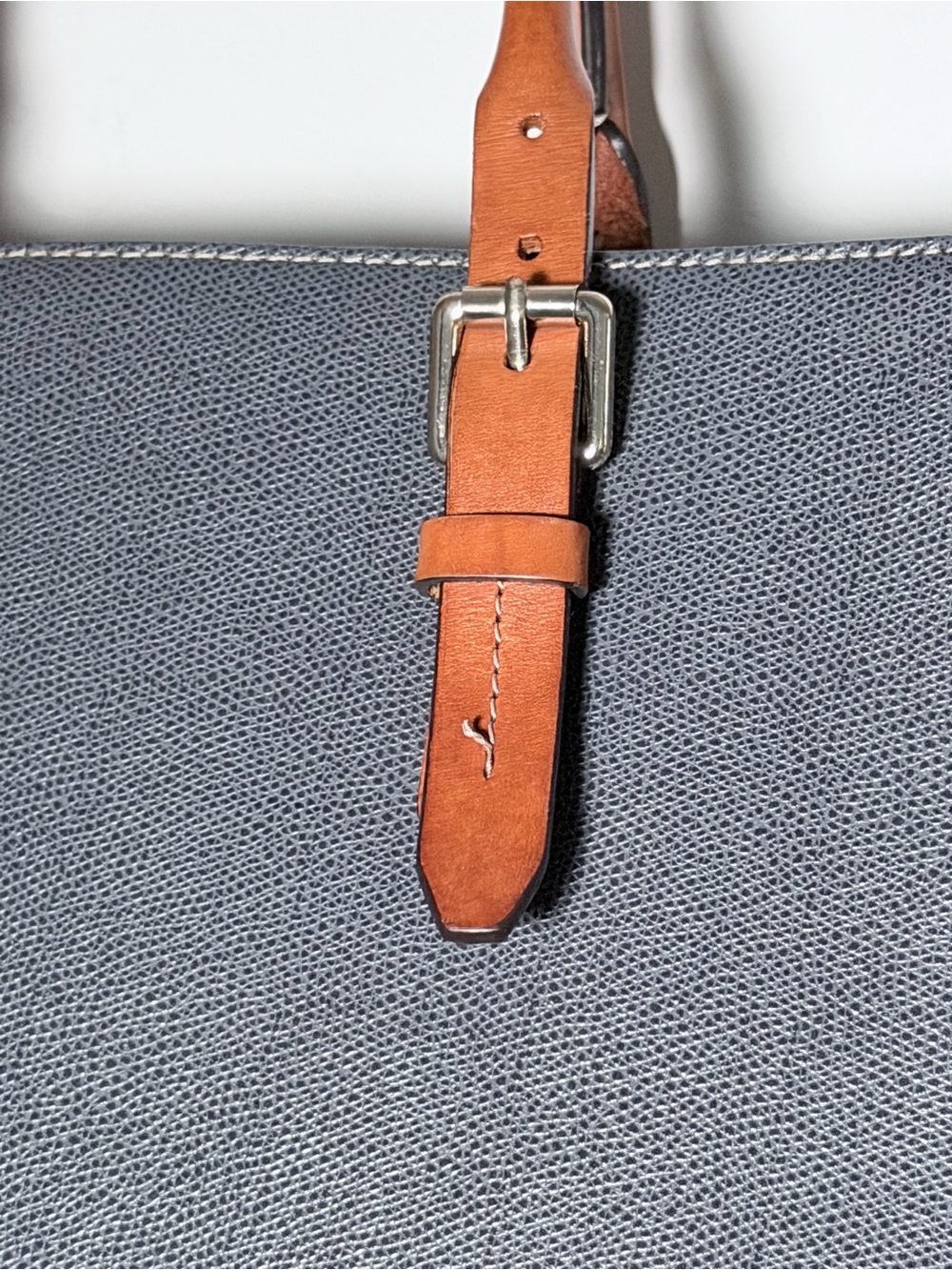 Dooney & Bourke Charcoal Leather Brief Tote with Tan Trim - Picture 12 of 16
